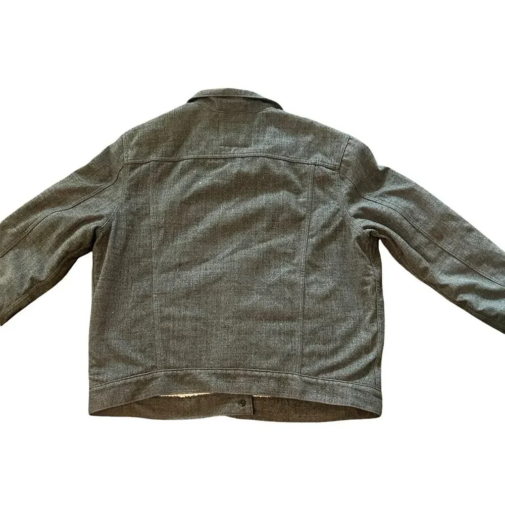 Levis x Outerknown Sherpa Trucker Jacket Mens XXL Gray Fleece Lined Snap